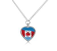 LPSADGF Retro Canada Flag Pet Cremation Jewelry for Ashes, Pet Urn Necklace Dog Cat Ashes Holder Memorial Locket Pendant with Long Chain, Cremation Urn Necklace for Pets Lovers