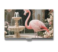 LPSADGF Rococo Flamingo Business Card Holder Slim - Metal Aluminum Alloy Credit Card Holder Case, Professional Flip Cover Business Cards Organizer Wallet for Men & Women (Buckle Style)