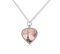 LPSADGF Romantic Paris Tower Pet Cremation Jewelry for Ashes, Pet Urn Necklace Dog Cat Ashes Holder Memorial Locket Pendant with Long Chain, Cremation Urn Necklace for Pets Lovers