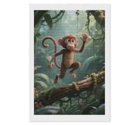LPSADGF Running Monkey Diamond Painting Kits for Adults 8"x12" Diamond Art Kits 5D Diamonds Painting DIY Full Drill Diamonds Paintings Flower Plant Gem Art and Crafts