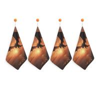 LPSADGF Sea Sunset Flying Dragon Kitchen Hand Towels Absorbent Towels Quick-Drying Towel with Loop & Hook Soft Dish Cloths for Kitchen & Bathroom 4PCS