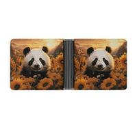 LPSADGF Sea Sunset Flying Dragon Men's Wallet Leather Money Clip Slim Passcase With 6 Card Slots, 2 Hidden Pockets, Panda and Sunflower, One Size, Modern