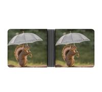 LPSADGF Sea Sunset Flying Dragon Men's Wallet Leather Money Clip Slim Passcase With 6 Card Slots, 2 Hidden Pockets, Squirrel Hold A Umbrellas, One Size, Modern