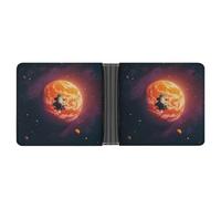 LPSADGF Shabby Chic Roses Men's Wallet Leather Money Clip Slim Passcase With 6 Card Slots, 2 Hidden Pockets, Sunset in outer space, One Size, Modern