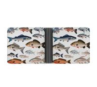 LPSADGF Shih Tzu Dog And Flowers Men's Wallet Leather Money Clip Slim Passcase With 6 Card Slots, 2 Hidden Pockets, Different Fish, One size, Modern