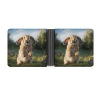 LPSADGF Shih Tzu Dog And Flowers Men's Wallet Leather Money Clip Slim Passcase With 6 Card Slots, 2 Hidden Pockets, Cute Funny Rabbit, One size, Modern