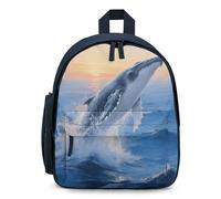 LPSADGF Silver Whale in Ocean Backpack for Men Women, Lightweight Classic Bookbag Simple Daypack for Travel, Blue, One size