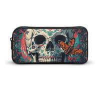 LPSADGF Skeleton Death Moth Pencil Pouch Large Capacity Pencil Case - Multi-Use Zippered Pen Organizer, Portable Makeup Bag & Travel Pouch for Office Stationery (8.7x4.7)