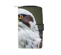 LPSADGF Skeleton Death Moth Wallet with 12 Card Slots - PU Leather Long Clutch Purse, Zipper Coin Holder & ID Window, Lightweight Travel Cash Wallet, Spear falcon, white eagle, 19.7x11x3.5cm, Modern