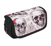 LPSADGF Sketchy Skulls Large Pencil Case High Capacity Pencil Pouch Aesthetic Holder Box Storage Bag Desk Organizer Marker Pouch Pen for Supplies Makeup Bag & Daily Use