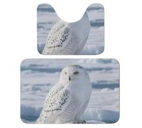 LPSADGF Snowy Owl on The Ice Bathroom Rug Set Soft Bath Rug Toilet Mat U-Shaped Bath Rugs Quickly Dry Mat for Bathroom, Tub, Washable, Super Absorbent Floor Mats 15.7"x23.6"