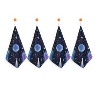 LPSADGF Starry Cosmos Kitchen Hand Towels Absorbent Towels Quick-Drying Towel with Loop & Hook Soft Dish Cloths for Kitchen & Bathroom 4PCS