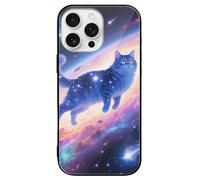LPSADGF Stellar Cat for iPhone 16 Case, Slim Tempered Glass Back Protective Cover, Soft TPU Shockproof Protective Phone Case