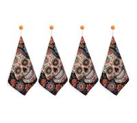 LPSADGF Sugar Skulls Kitchen Hand Towels Absorbent Towels Quick-Drying Towel with Loop & Hook Soft Dish Cloths for Kitchen & Bathroom 4PCS