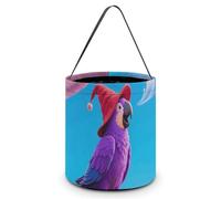 LPSADGF Talking Purple Parrot Halloween Tote Bags for Trick Or Treating - Large Capacity Candy Buckets with Handles
