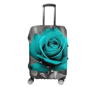 LPSADGF Teal Grey Rose Luggage Cover Protector - Travel Suitcase Sleeve with Dual-Sided Prints, Universal Fit 18-32 Inch, Washable Anti-Scratch Travel Baggage Cover, white, L, Colorful
