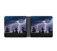 LPSADGF The Witch of Darkness Men's Wallet Leather Money Clip Slim Passcase With 6 Card Slots, 2 Hidden Pockets, Witch prayed, One Size, Modern