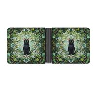 LPSADGF The Witch of Darkness Men's Wallet Leather Money Clip Slim Passcase With 6 Card Slots, 2 Hidden Pockets, Black cat, One Size, Modern