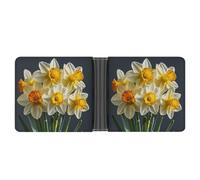 LPSADGF The Witch of Darkness Men's Wallet Leather Money Clip Slim Passcase With 6 Card Slots, 2 Hidden Pockets, Bouquet of Daffodils, One Size, Modern