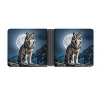 LPSADGF The Witch of Darkness Men's Wallet Leather Money Clip Slim Passcase With 6 Card Slots, 2 Hidden Pockets, Timberwolves, One Size, Modern