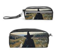 LPSADGF The Witch of Darkness Pencil Case & Travel Makeup Bag Leather Pencil Pouch 2 Compartment Cosmetic Bag Portable Stationery Organizer for Supplies Office Travel Organizers