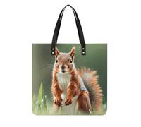 LPSADGF The Witch of Darkness Tote Bags for Women Leather Handbag Makeup Bag with Magnetic Buckle Design Casual Bag, Cute Squirrels, 39x39cm