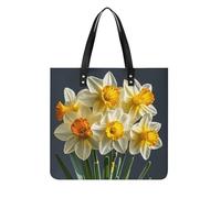 LPSADGF The Witch of Darkness Tote Bags for Women Leather Handbag Makeup Bag with Magnetic Buckle Design Casual Bag, Bouquet of Daffodils, 39x39cm