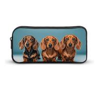 LPSADGF Three Dachshunds Pencil Pouch Large Capacity Pencil Case - Multi-Use Zippered Pen Organizer, Portable Makeup Bag & Travel Pouch for Office Stationery (8.7x4.7)