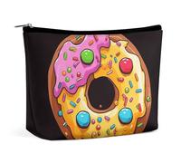 LPSADGF Toiletry Bag for Women Left And Right Brain Cosmetic Bag Portable Capacity Travel Makeup Bags with Zipper Lightweight Cute Beauty Makeup Organizer for Traveling, Accessories, Essentials, Donut