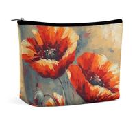 LPSADGF Toiletry Bag for Women Simple Flower Oil Painting Cosmetic Bag Portable Capacity Travel Makeup Bags with Zipper Lightweight Cute Beauty Makeup Organizer for Traveling, Accessories, Essentials