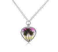 LPSADGF Tropical Palm Tree Pet Cremation Jewelry for Ashes, Pet Urn Necklace Dog Cat Ashes Holder Memorial Locket Pendant with Long Chain, Cremation Urn Necklace for Pets Lovers