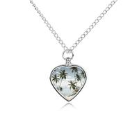 LPSADGF Tropical Palm Trees Pet Cremation Jewelry for Ashes, Pet Urn Necklace Dog Cat Ashes Holder Memorial Locket Pendant with Long Chain, Cremation Urn Necklace for Pets Lovers