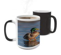 LPSADGF Two Mallard Ducks Color Changing Mug Funny Heat Sensitive Color Changing Coffees Cup Ceramic Magic Cup Novelty Coffee Mugs Personalized Tea Cups Gift for Women Men 11Oz