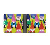 LPSADGF Two Mallard Ducks Men's Wallet Leather Money Clip Slim Passcase With 6 Card Slots, 2 Hidden Pockets, Colorful Gnomes, One Size, Modern