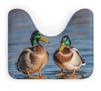LPSADGF Two Mallard Ducks U-Shaped Toilet Mat - Ultra Soft Super Absorbent Bath Rug with Non-Slip Backing, Quick Dry Washable Bathroom Mat for Oval Toilet Base, Shower Toilet Rug Fits Most Bathrooms