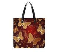 LPSADGF Valentine Hearts Golden Butterfly Tote Bags for Women Leather Handbag Makeup Bag with Magnetic Buckle Design Casual Bag