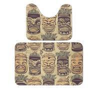 LPSADGF Vintage Aloha Tiki Pattern Bathroom Rug Set Soft Bath Rug Toilet Mat U-Shaped Bath Rugs Quickly Dry Mat for Bathroom, Tub, Washable, Super Absorbent Floor Mats 19.7"x31.5"