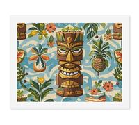 LPSADGF Vintage Aloha Tiki Pattern DIY Paint by Numbers Kit for Adults Beginners Digital Oil Painting Kit Landscape Digital Paints by Number Easy Canvas Art Print for Home Wall Decoration 30x40cm