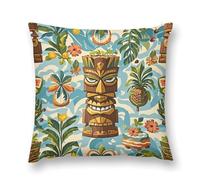 LPSADGF Vintage Aloha Tiki Pattern Throw Pillow Covers Farmhouse Cushion Cover Boho Plush Pillowcase Decorative Square Pillow Case for Couch Sofa Bed Living Room Home Decor 12 "x12
