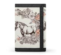 LPSADGF Wallet for Men - Slim Trifold Wallet, 3D Basketball Money Clip, Coin Purse with 8 Credit Card Holder, Flowers and horses hand drawn, One Size, Modern
