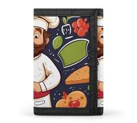 LPSADGF Wallet for Men - Slim Trifold Wallet, Colorful Dog Paw Print Money Clip, Coin Purse with 8 Credit Card Holder, Chef Pizza, One Size, Modern