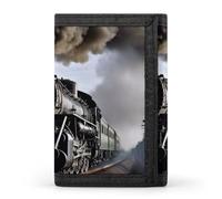 LPSADGF Wallet for Men - Slim Trifold Wallet, Cute Elephant Watercolor Money Clip, Coin Purse with 8 Credit Card Holder, Steam Train, One Size, Modern