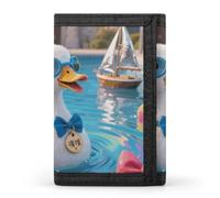 LPSADGF Wallet for Men - Slim Trifold Wallet, Fairy Castle Raccoon Money Clip, Coin Purse with 8 Credit Card Holder, Goose Pool Grace, One Size, Modern