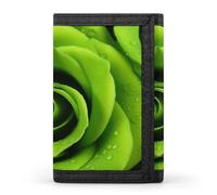 LPSADGF Wallet for Men - Slim Trifold Wallet, German Shepherd Dog Money Clip, Coin Purse with 8 Credit Card Holder, Green Rose, One Size, Modern