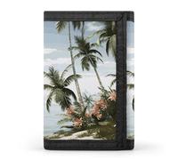LPSADGF Wallet for Men - Slim Trifold Wallet, Hand Drawn Sketch Corgi Money Clip, Coin Purse with 8 Credit Card Holder, Tropical Palm Trees, One Size, Modern