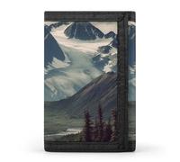 LPSADGF Wallet for Men - Slim Trifold Wallet, Hand Drawn Sketch Corgi Money Clip, Coin Purse with 8 Credit Card Holder, Alaska Mountains, One Size, Modern