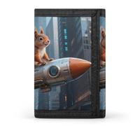 LPSADGF Wallet for Men - Slim Trifold Wallet, Magical Garden with A Fairy Money Clip, Coin Purse with 8 Credit Card Holder, Rocket Squirrel, One Size, Modern