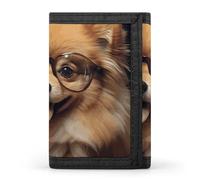 LPSADGF Wallet for Men - Slim Trifold Wallet, Mother Bear And Her Money Clip, Coin Purse with 8 Credit Card Holder, Pomeranian dog wearing Glasses, One Size, Modern