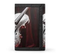 LPSADGF Wallet for Men - Slim Trifold Wallet, Rough - Scaled Bush Viper Money Clip, Coin Purse with 8 Credit Card Holder, Silver Violin, One Size, Modern