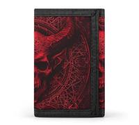 LPSADGF Wallet for Men - Slim Trifold Wallet, Sea Turtle Money Clip, Coin Purse with 8 Credit Card Holder, Demon Skull and Horns, One Size, Modern